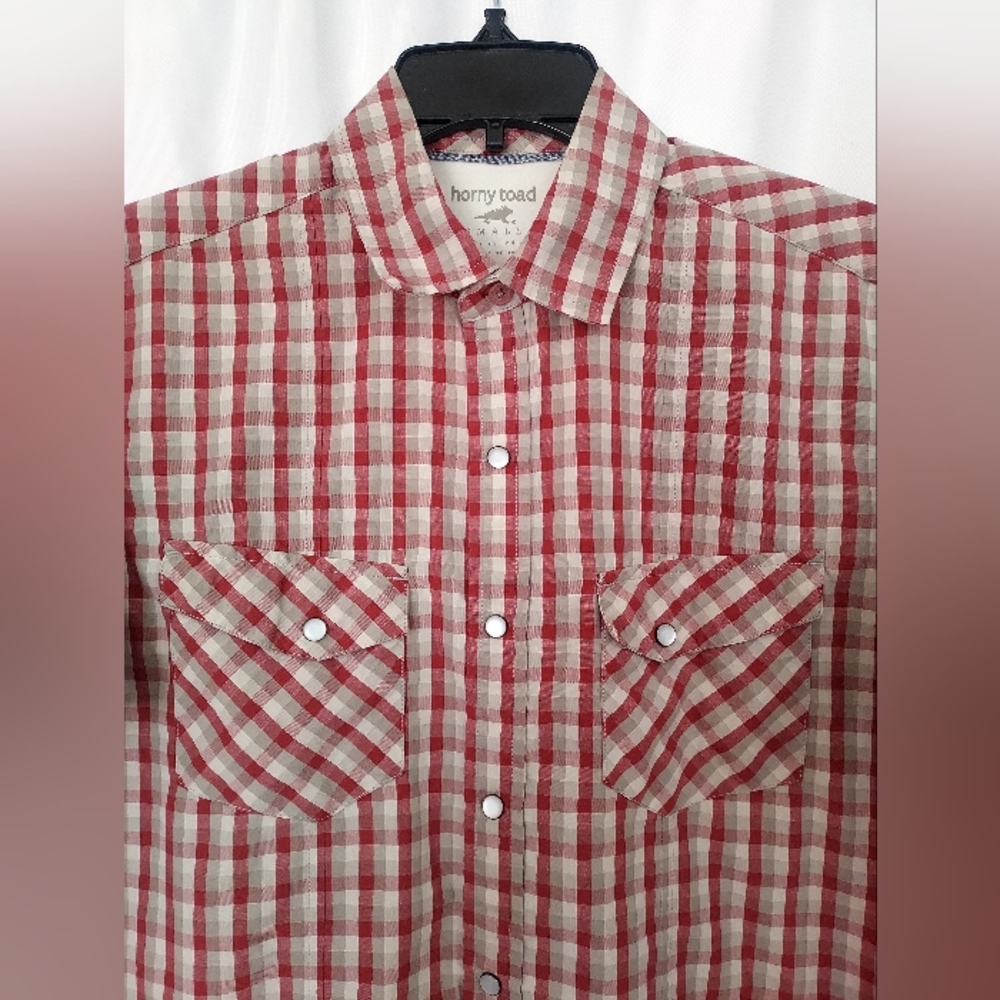 Horny Toad Red Organic Blend Red Plaid Shirt. Size S